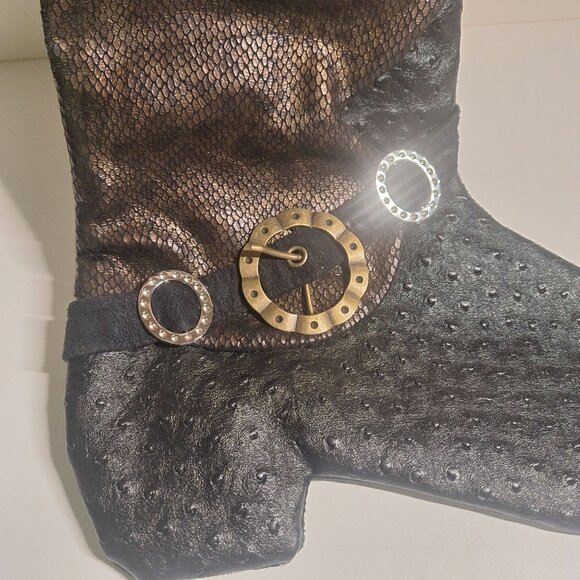 18" Cowboy Boot Christmas Stocking Dorothy Madans 08 Faux Leather Embellishments - Picture 3 of 10